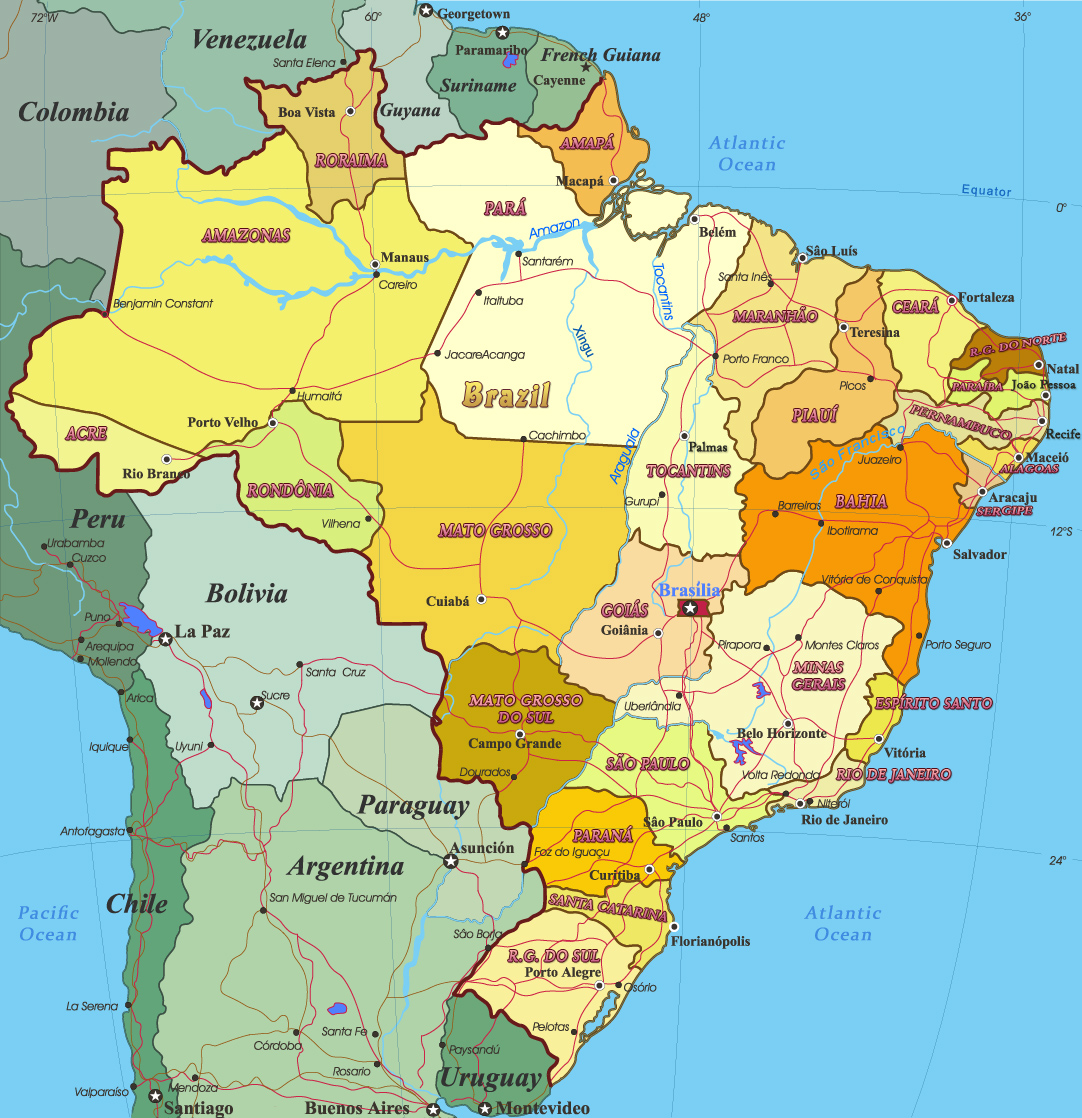 map of South America highlighting brazil, Rio San francisco