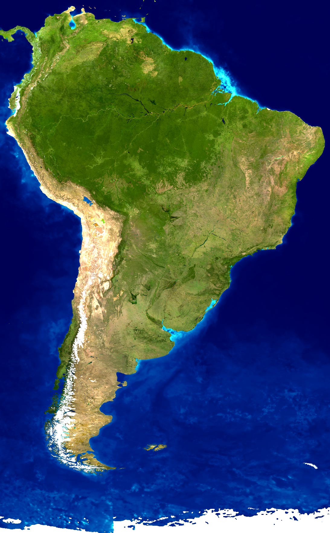 Satellite Image of South America