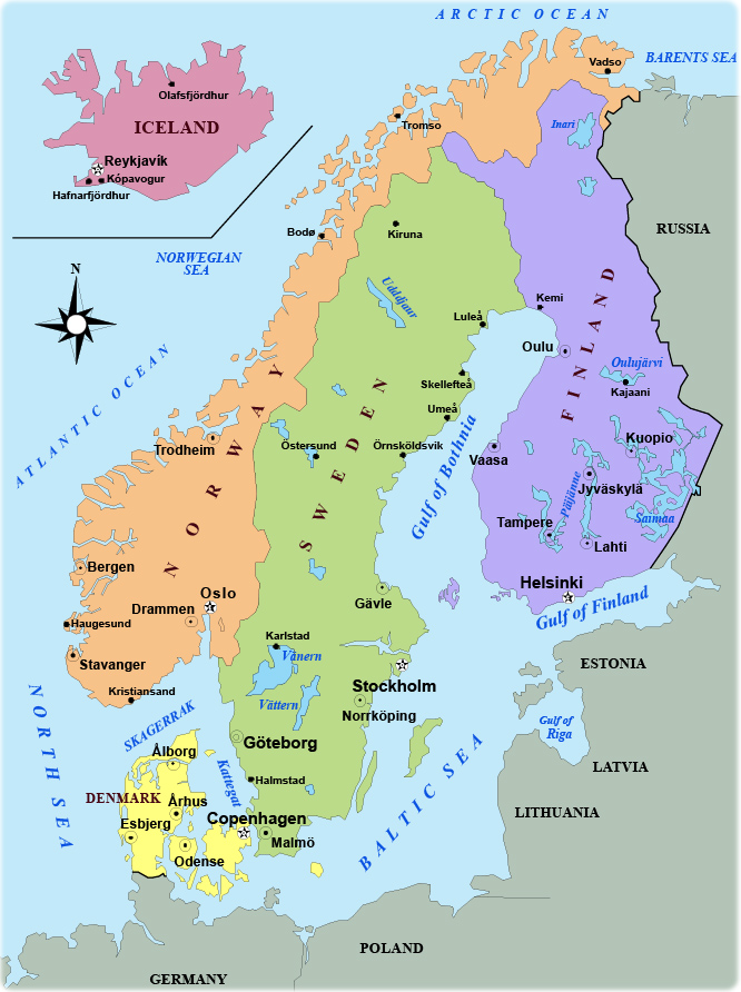 Printable Map Of Scandinavian Countries