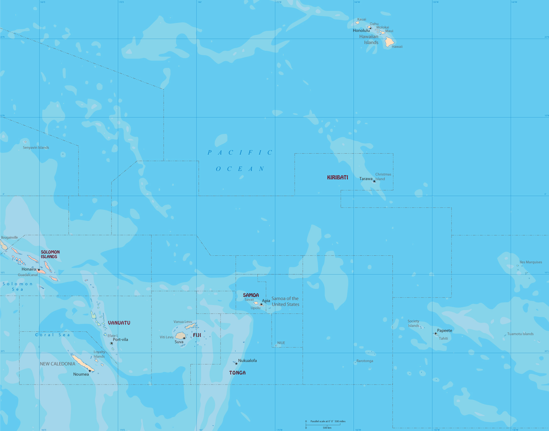 South Pacific Ocean Map South Pacific Islands, Political Map